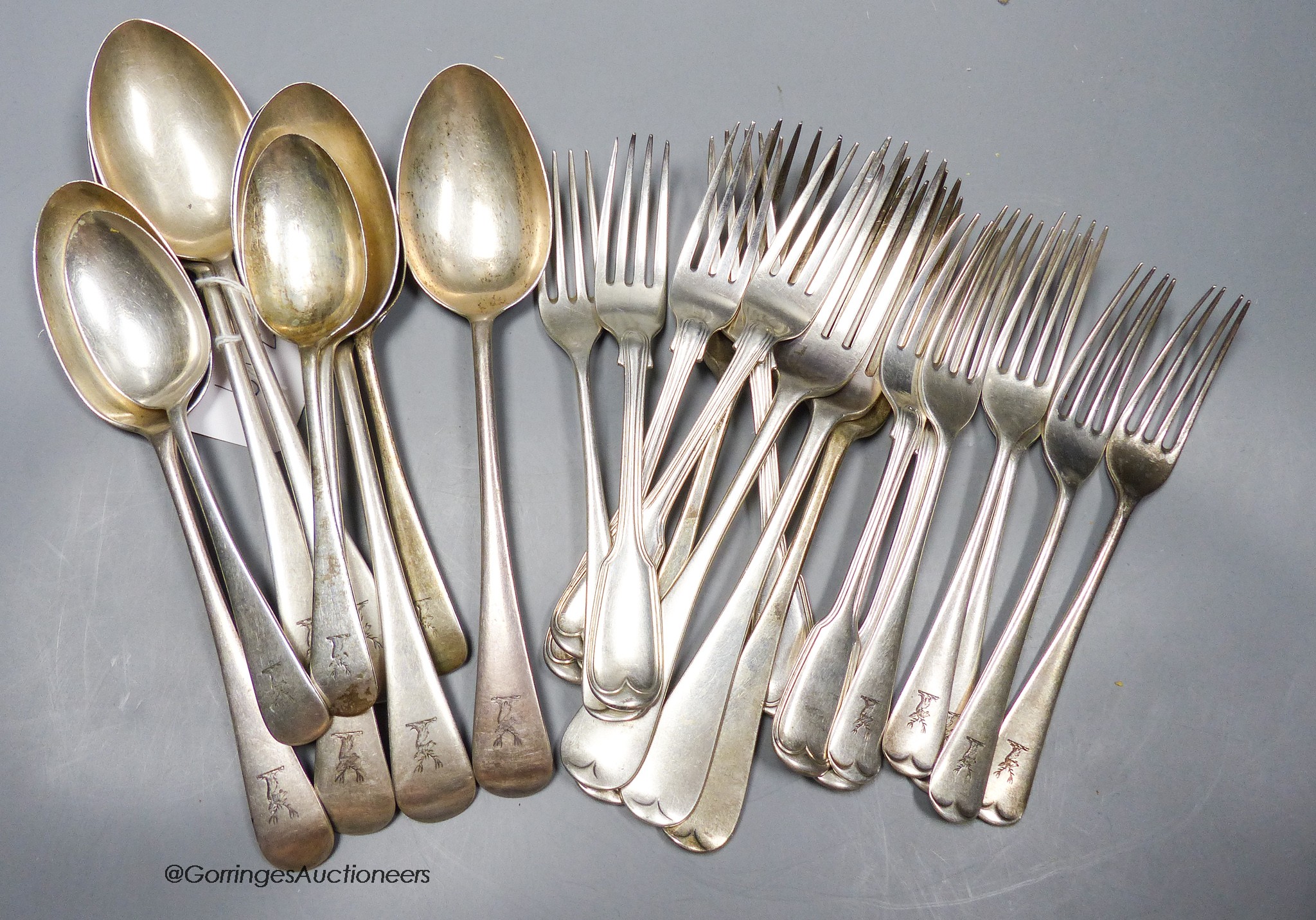 Twenty five items of 19th century and later silver flatware, various dates, patterns and maker's